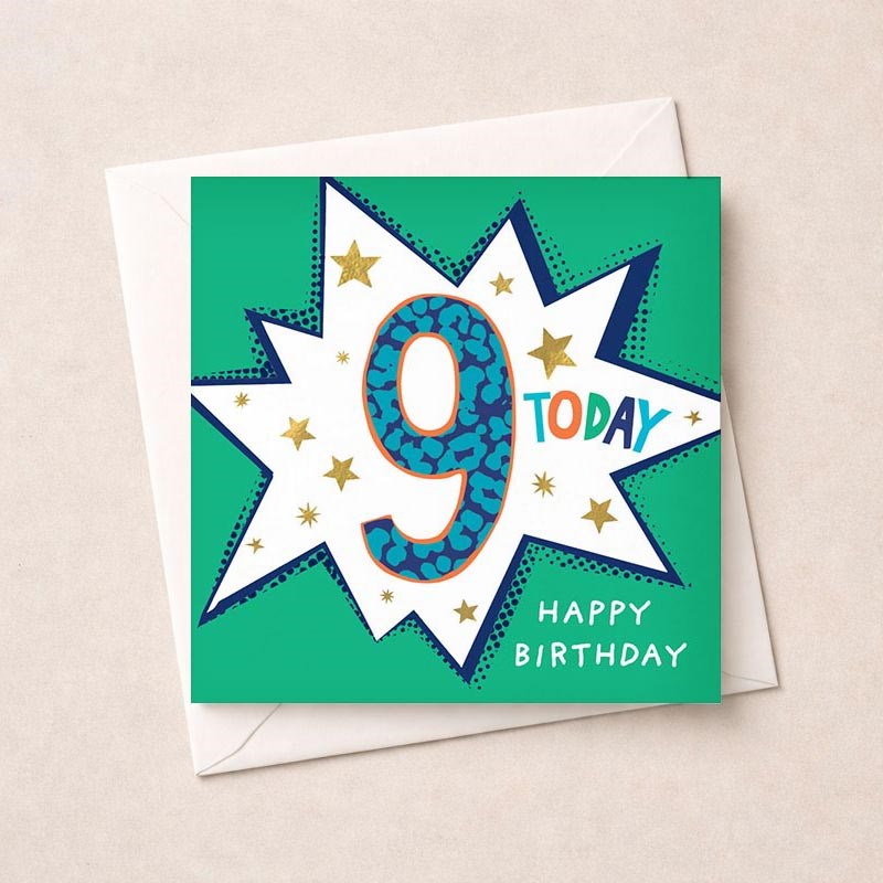 An image of Age 9 Birthday Card - 9 Today