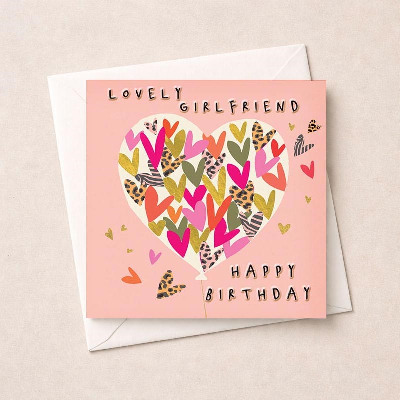 An image of Girlfriend Birthday Card - Hearts