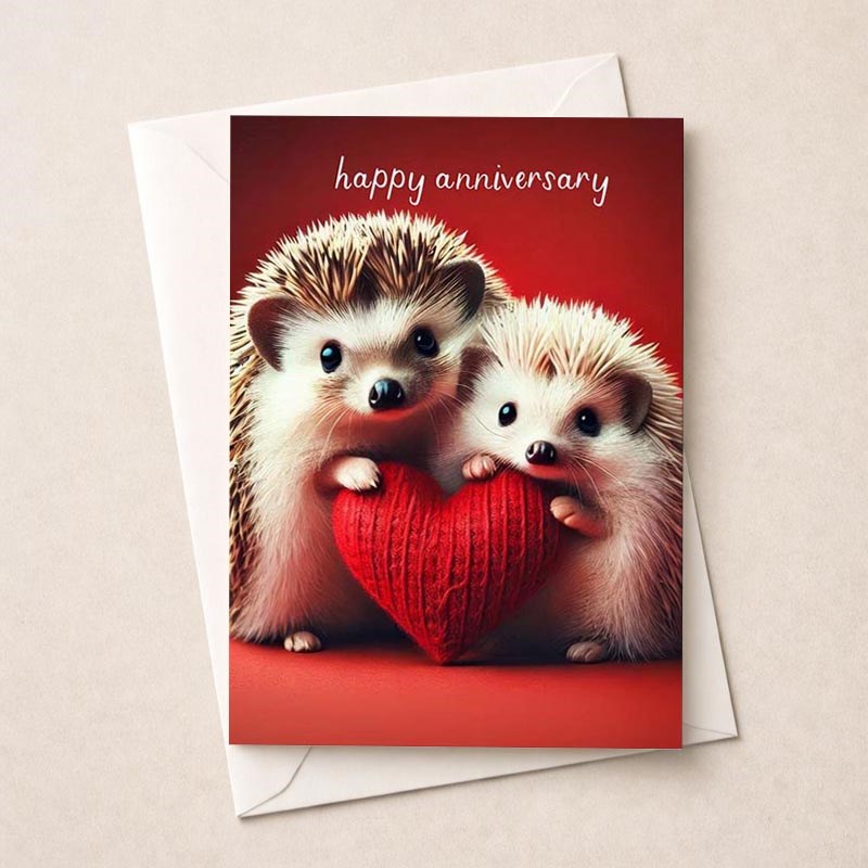 An image of Anniversary Card - Hedgehogs and Heart