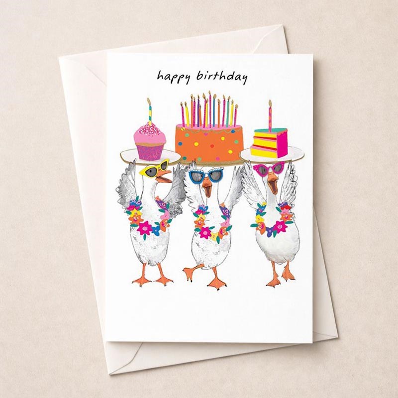 An image of Birthday Card - Ducks With Cake