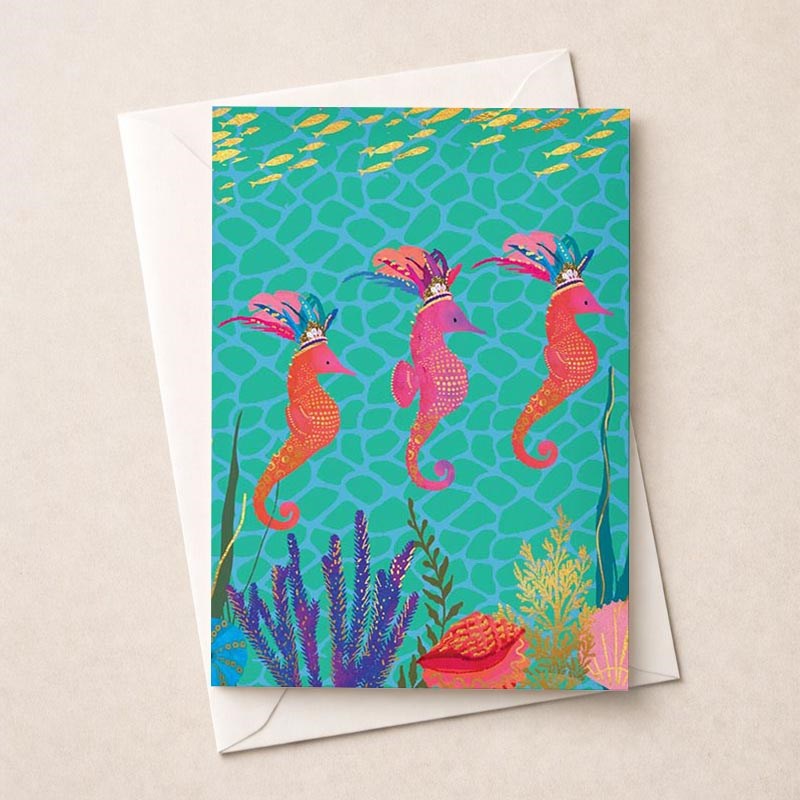 An image of Open Card - Seahorses