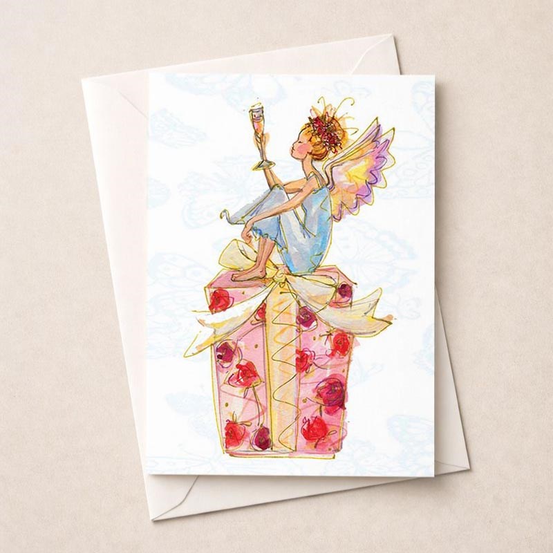 An image of Open Card - Fairy On a Gift