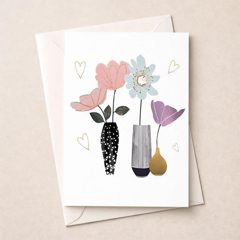 An image of Open Card - Vases Of Flowers