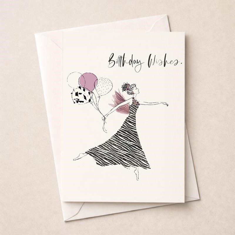 An image of Birthday Card - Angel With Balloons