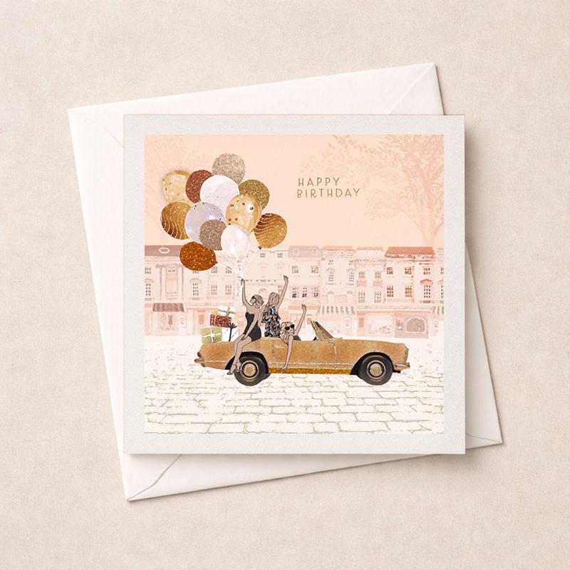 An image of Birthday Card - Girls On Car