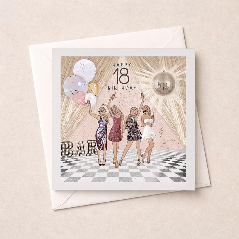 An image of Age 18 Birthday Card - Disco