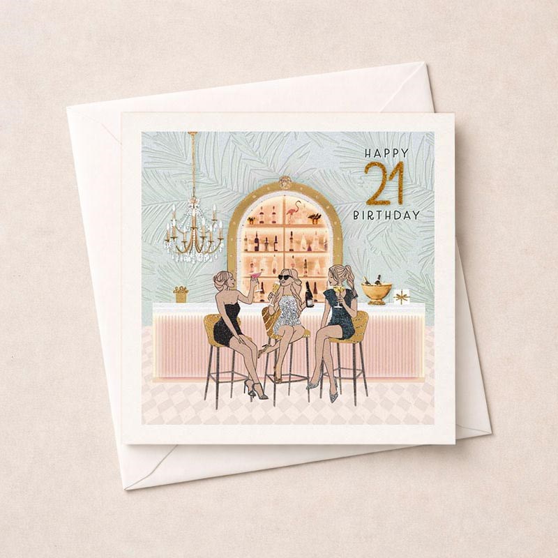 An image of Age 21 Birthday Card - Girls Cocktails