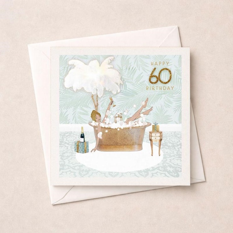 Age 60 Birthday Card - Lady In Bathtub Age 60 Birthday Card - Lady In Bathtub