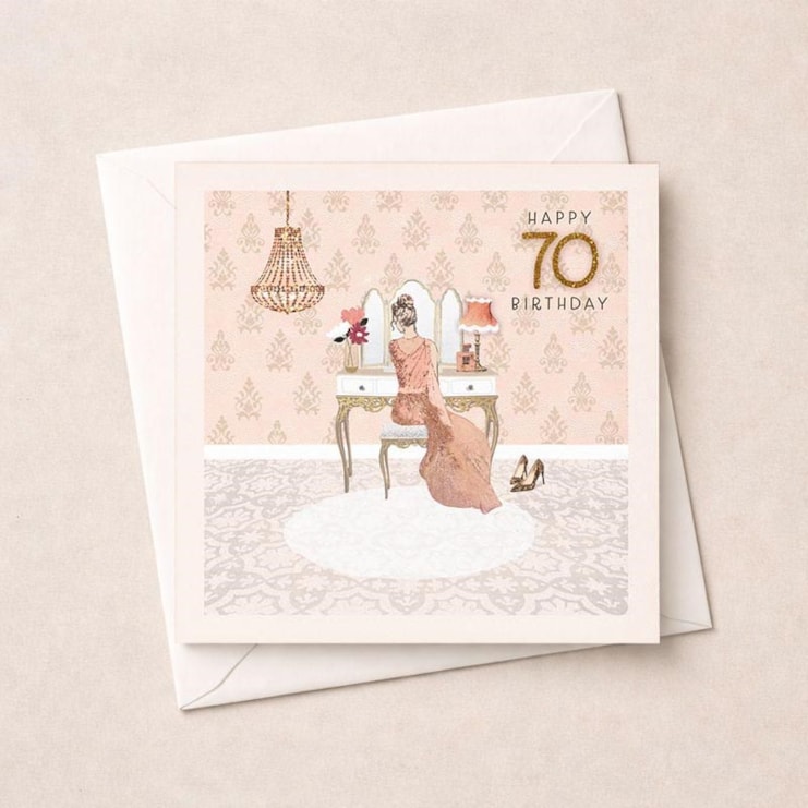 Age 70 Birthday Card - Pink Dressing Room Age 70 Birthday Card - Pink Dressing Room