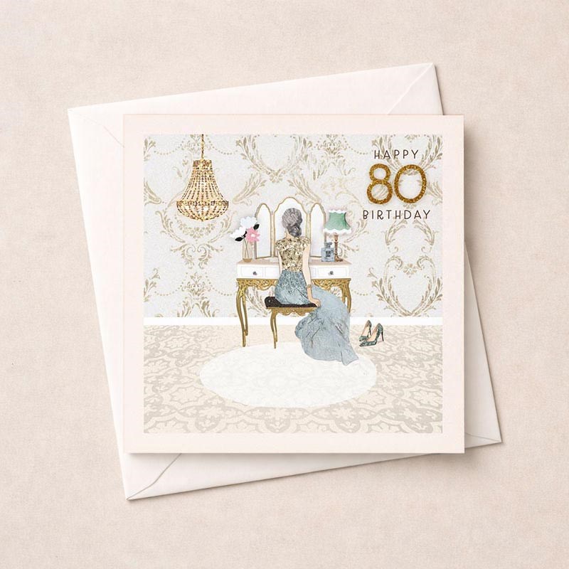 An image of Age 80 Birthday Card - White Dressing Room