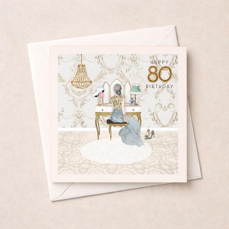 Age 80 Birthday Card - White Dressing Room Age 80 Birthday Card - White Dressing Room