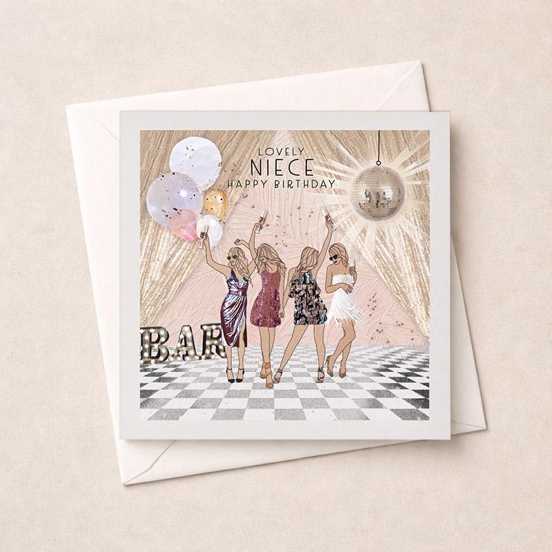 An image of Niece Birthday Card - Disco