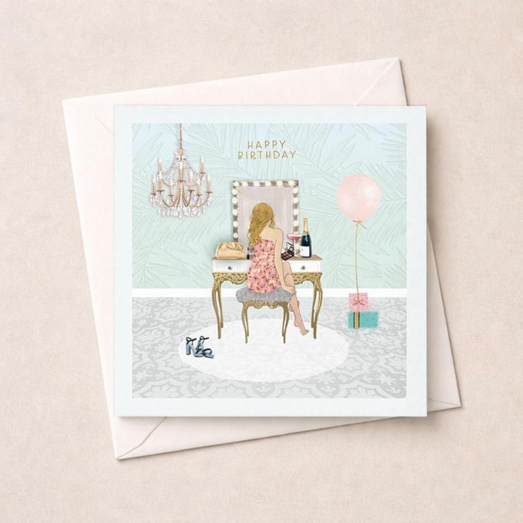 Birthday Card - Girl At Dressing Table Birthday Card - Girl At Dressing Table