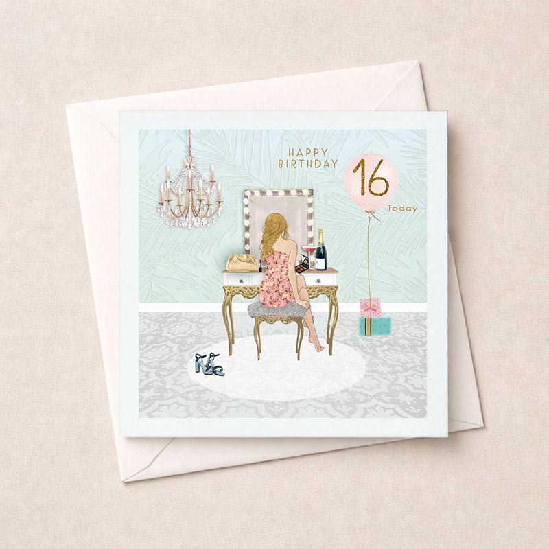An image of Age 16 Birthday Card - Dressing Room
