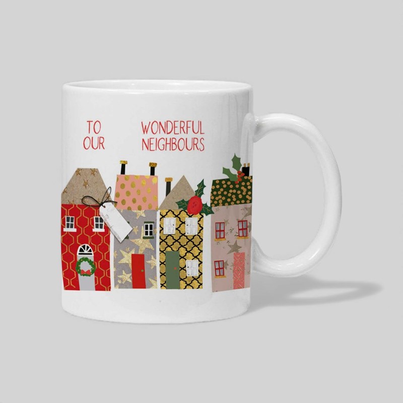 An image of Personalised Christmas Mug - Row Of Houses