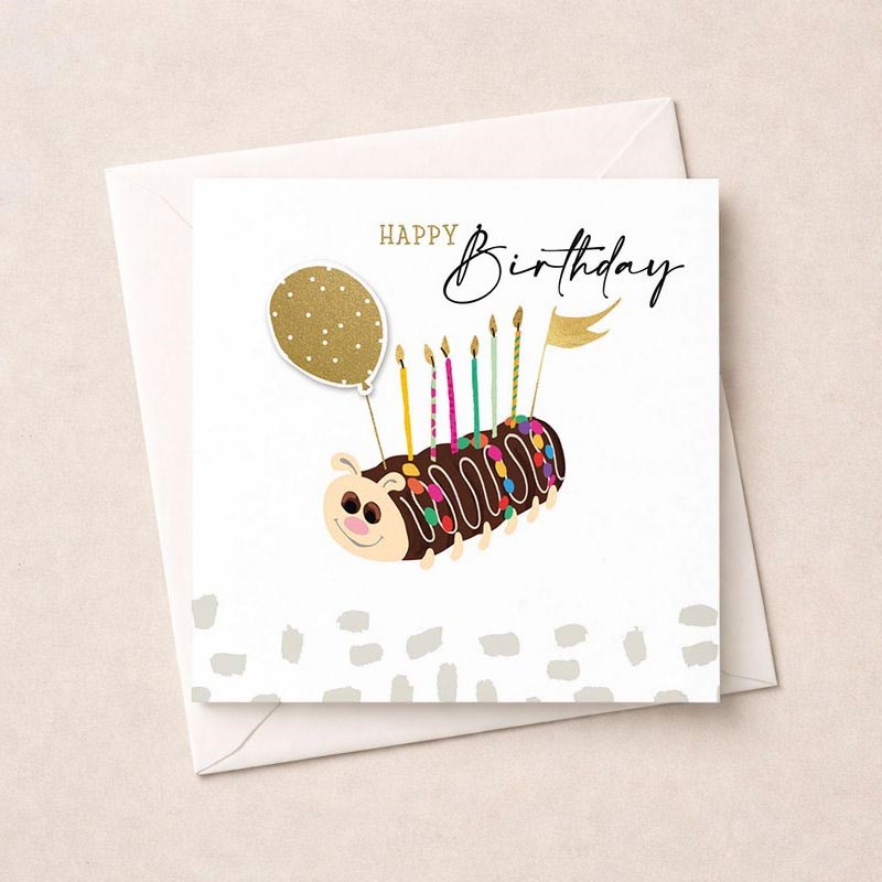 An image of Birthday Card - Caterpillar Cake