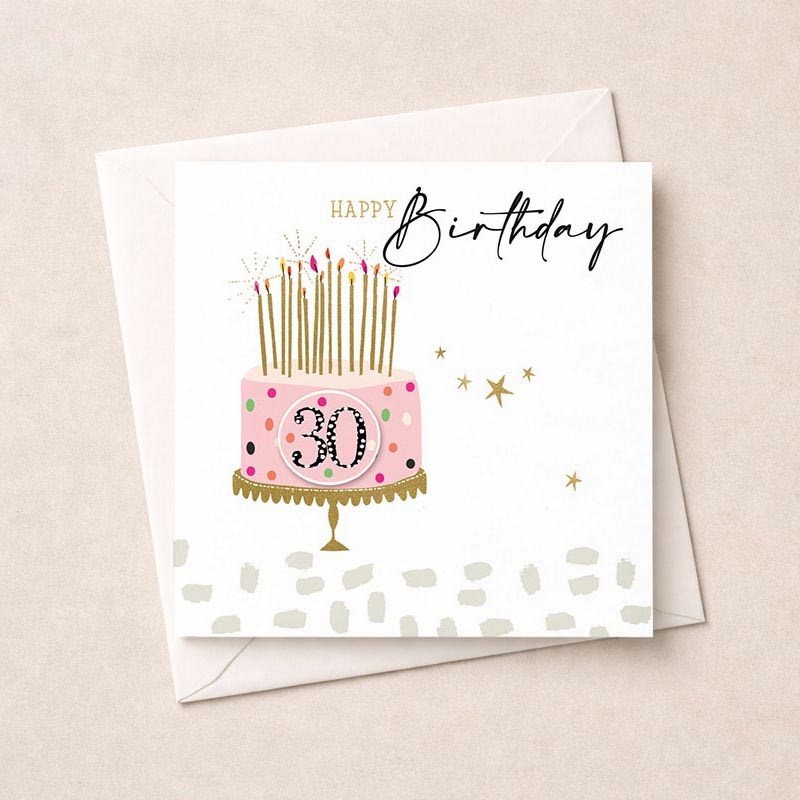 An image of Age 30 Birthday Card - Birthday Cake