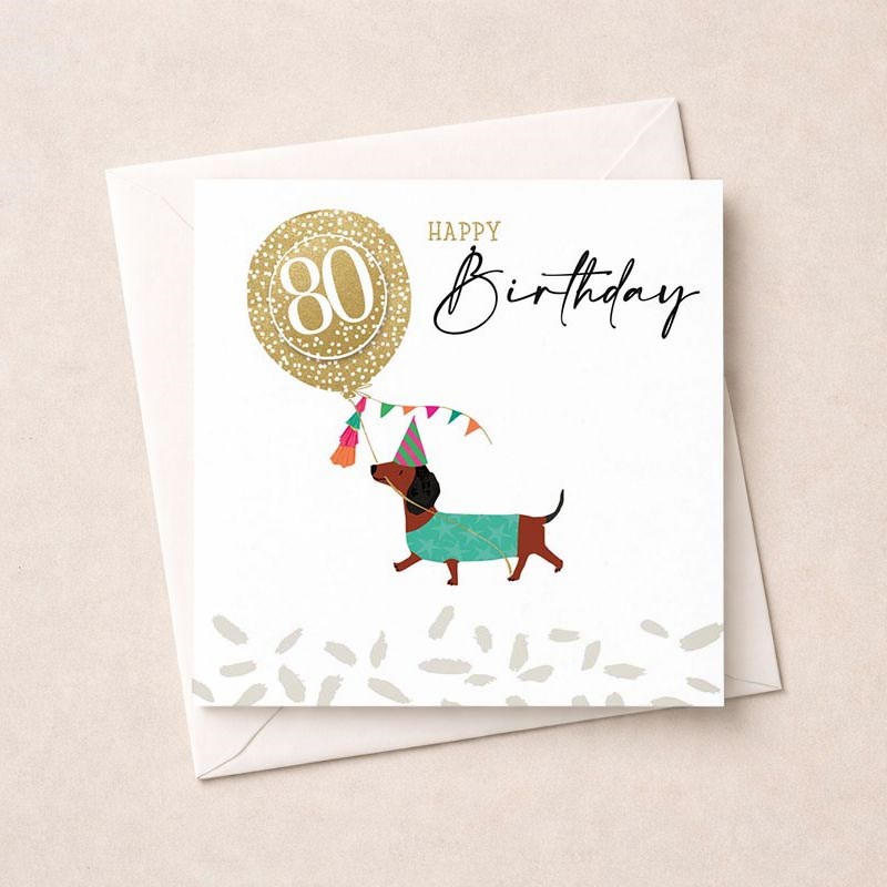 An image of Age 80 Birthday Card - Daschund
