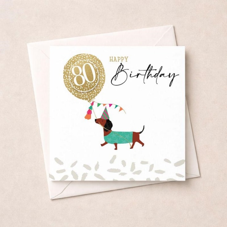 Age 80 Birthday Card - Daschund Age 80 Birthday Card - Daschund