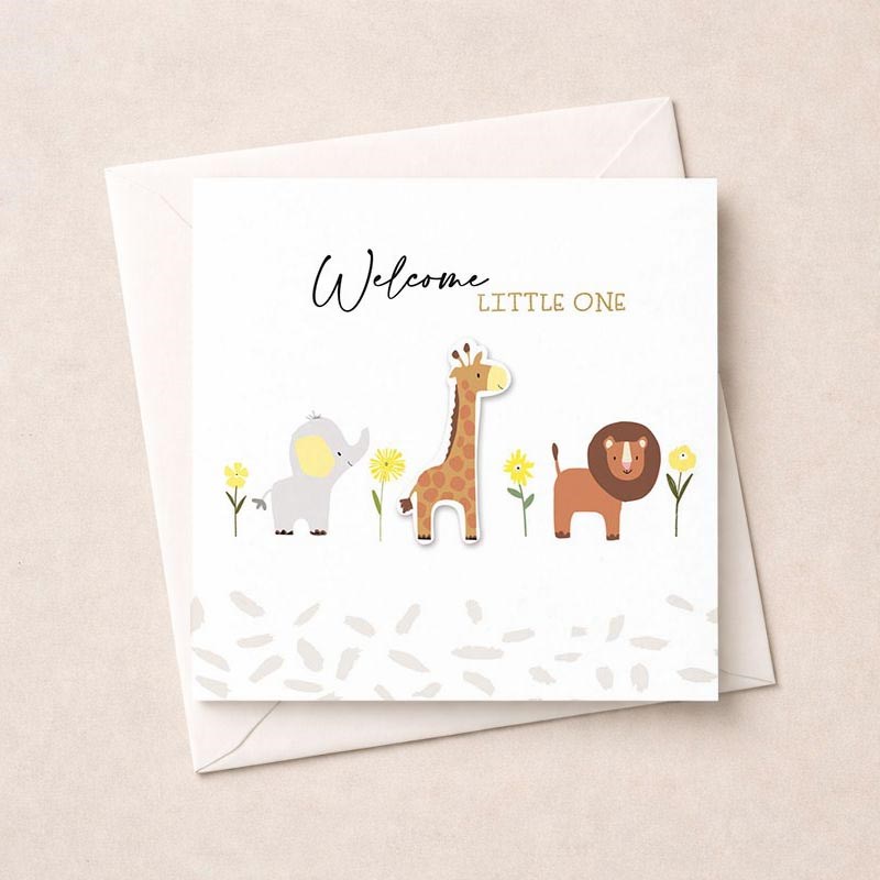 An image of New Baby Card - Baby Animals