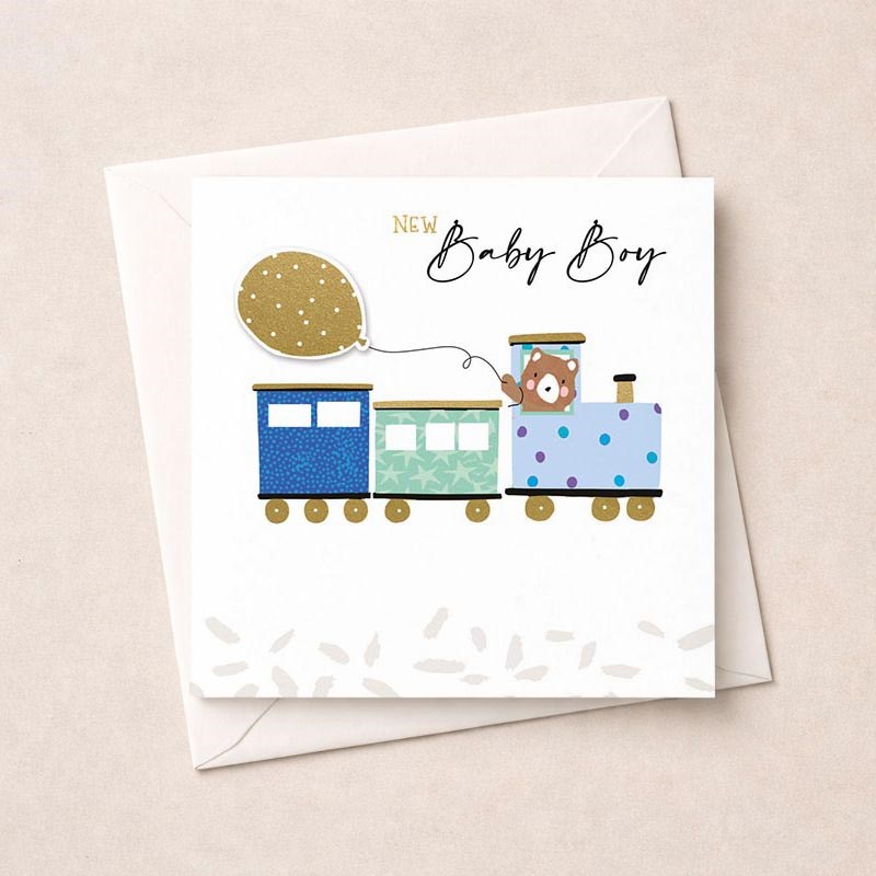 An image of New Baby Boy Card - Blue Train