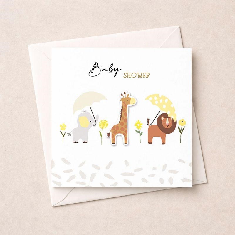 An image of Baby Shower Card - Animals