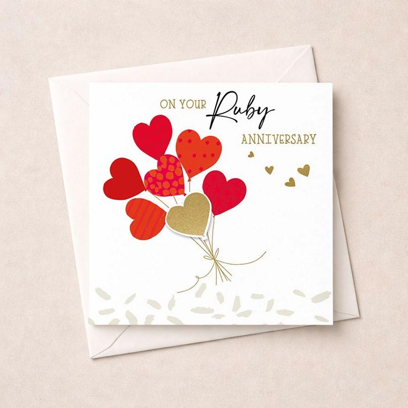 An image of Ruby Anniversary Card - Heart Balloons