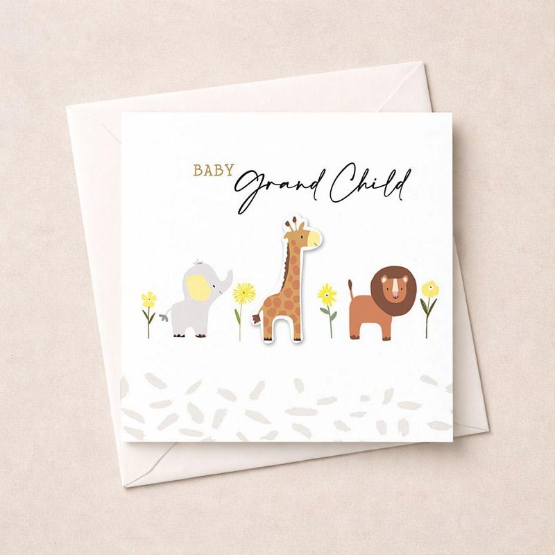 An image of New Baby Card - Grandchild Animals