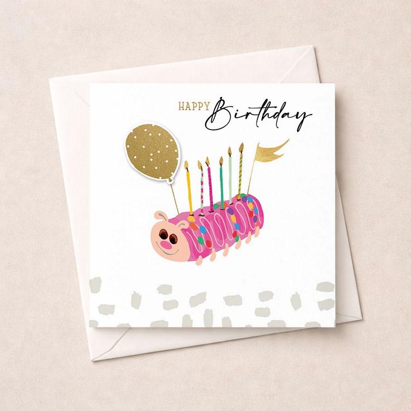 An image of Birthday Card - Caterpillar Cake