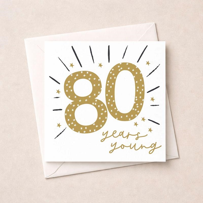 An image of Age 80 Birthday Card - Stars