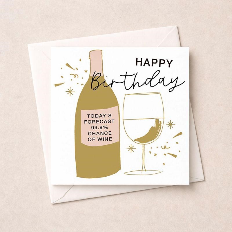 An image of Birthday Card - 99.9% Chance Of Wine