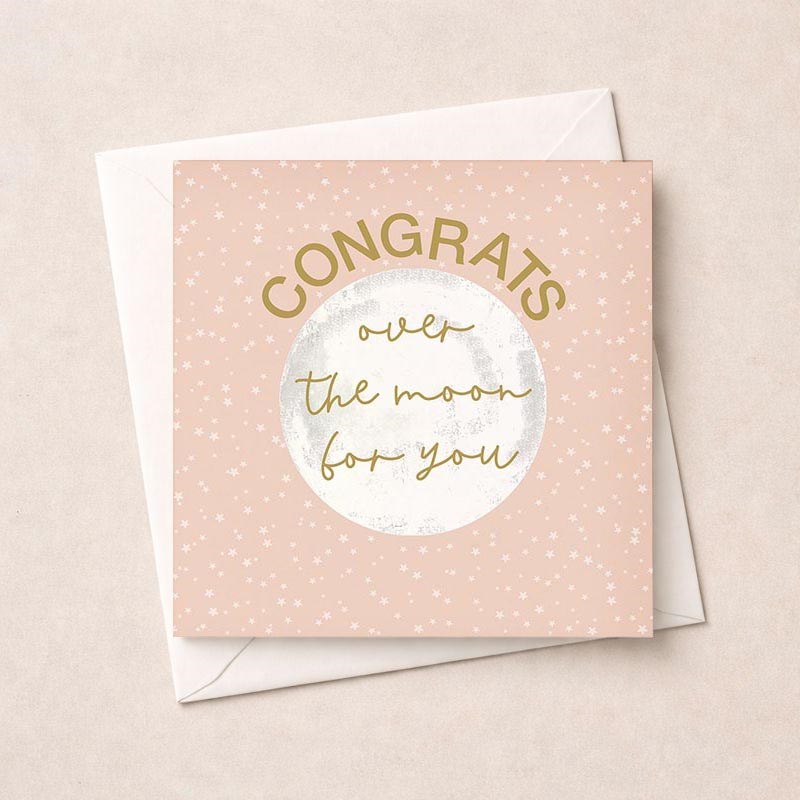 An image of Congratulations Card - Over The Moon