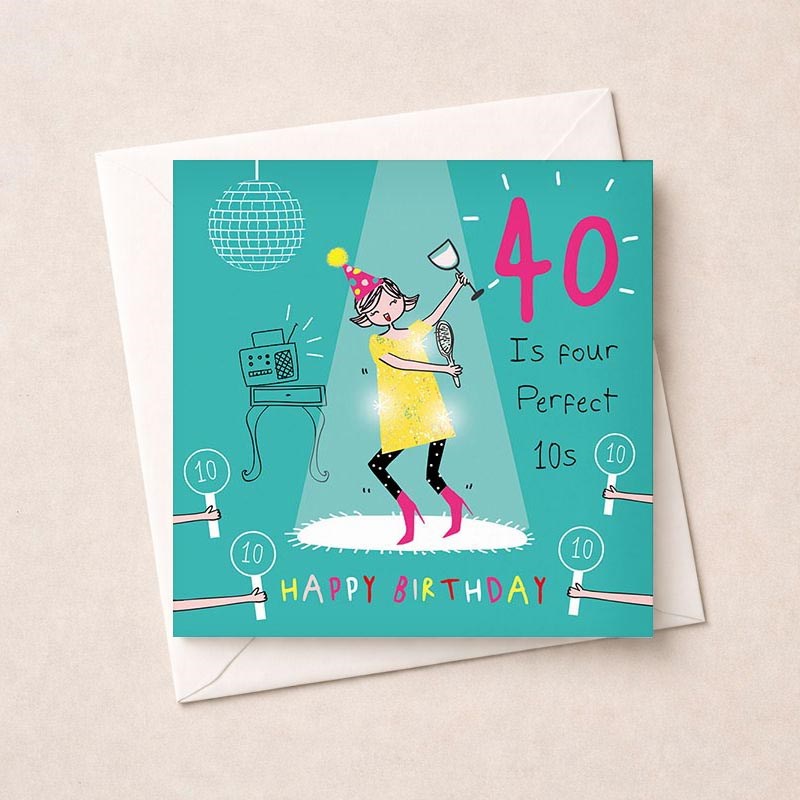 An image of Age 40 Birthday Card - Four Perfect 10s