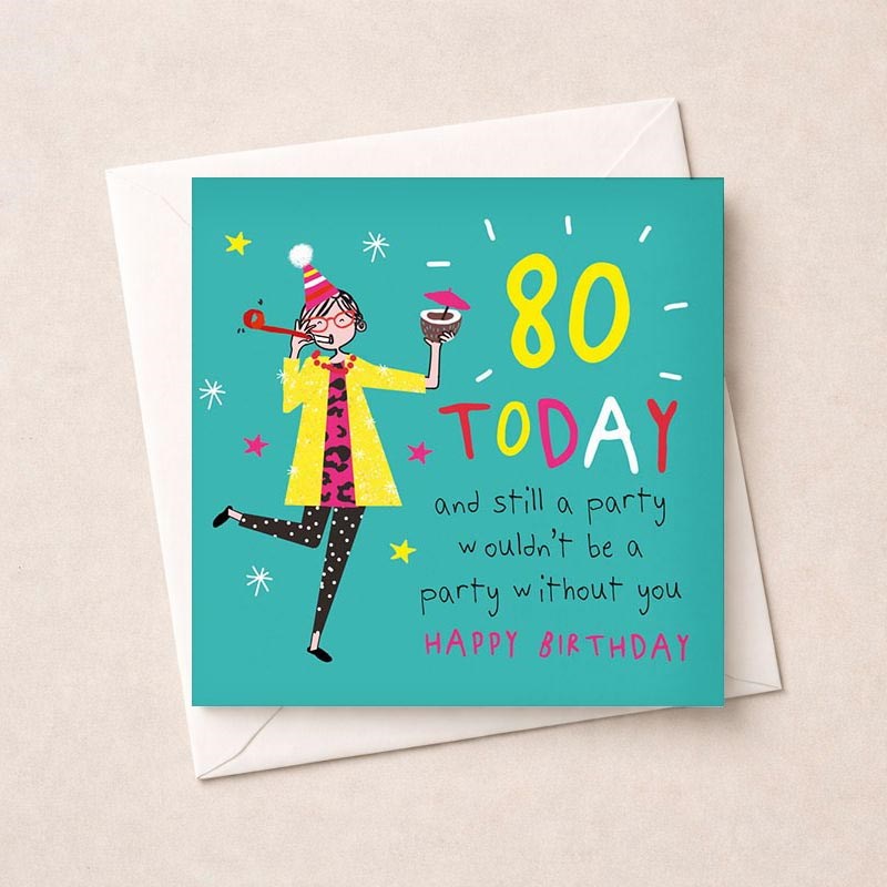 An image of Age 80 Birthday Card - Party