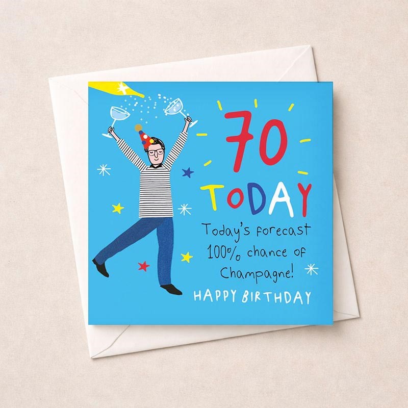 An image of Age 70 Birthday Card - Champagne