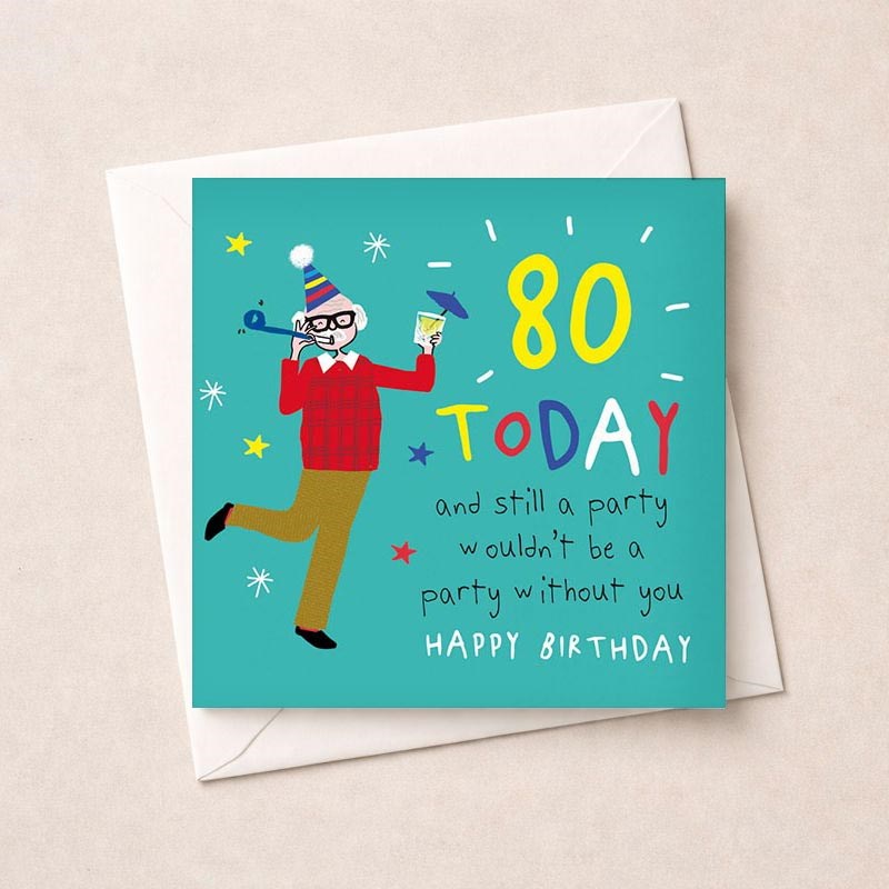An image of Age 80 Birthday Card - Party