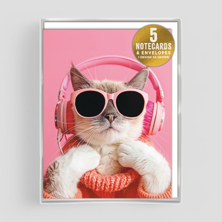 Small Notecards - Cat With Headphones