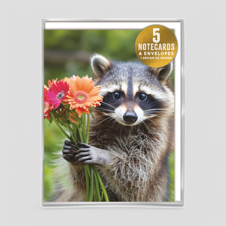 Small Notecards - Racoon With Flowers Small Notecards - Racoon With Flowers