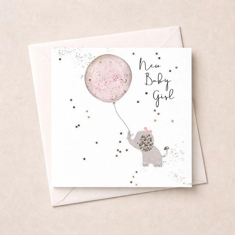 An image of New Baby Girl Card - Elephant