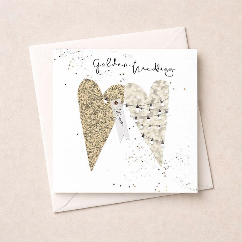 An image of Golden Wedding Card - Gold Hearts