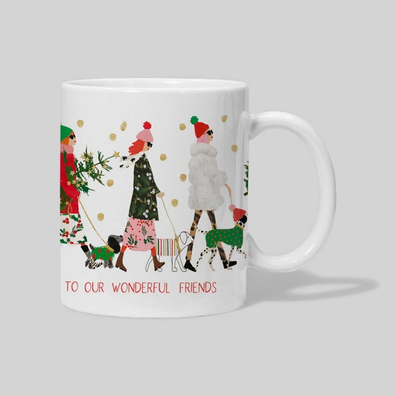 An image of Personalised Christmas Mug - Strolling With The Dog
