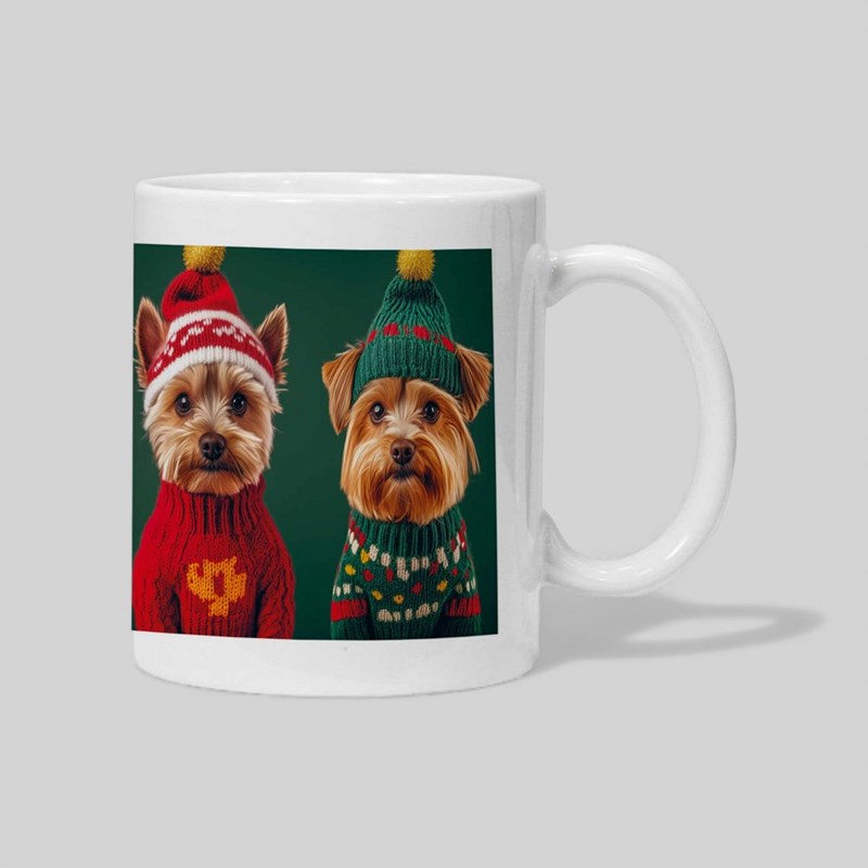 An image of Personalised Christmas Mug - Dogs In Christmas Jumpers