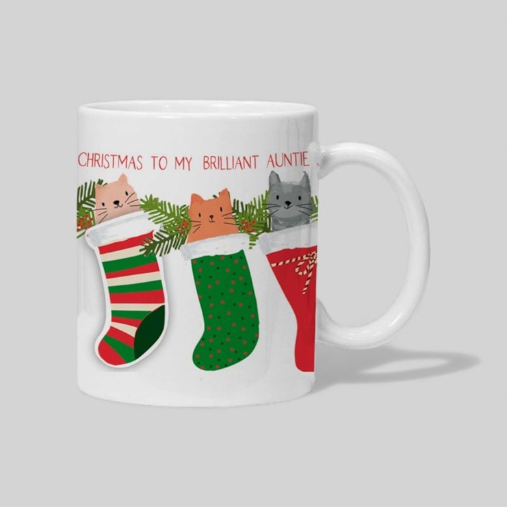 Personalised Christmas Mug - Cats In Christmas Stockings Personalised Christmas Mug - Cats In Christmas Stockings