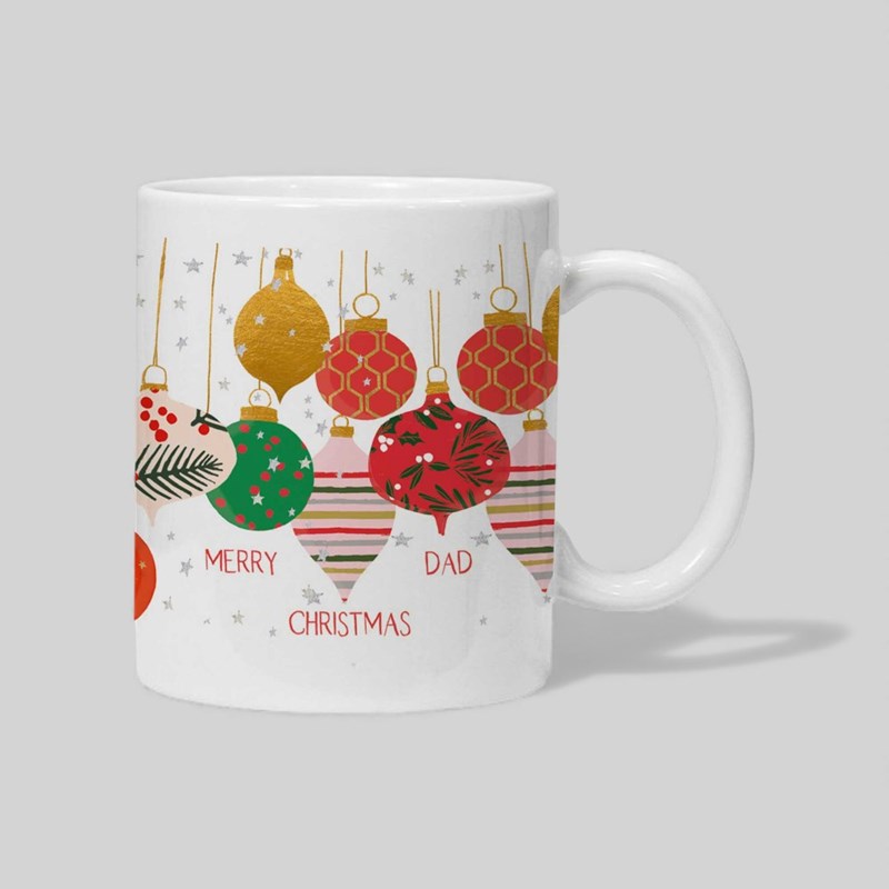 An image of Personalised Christmas Mug - Christmas Baubles