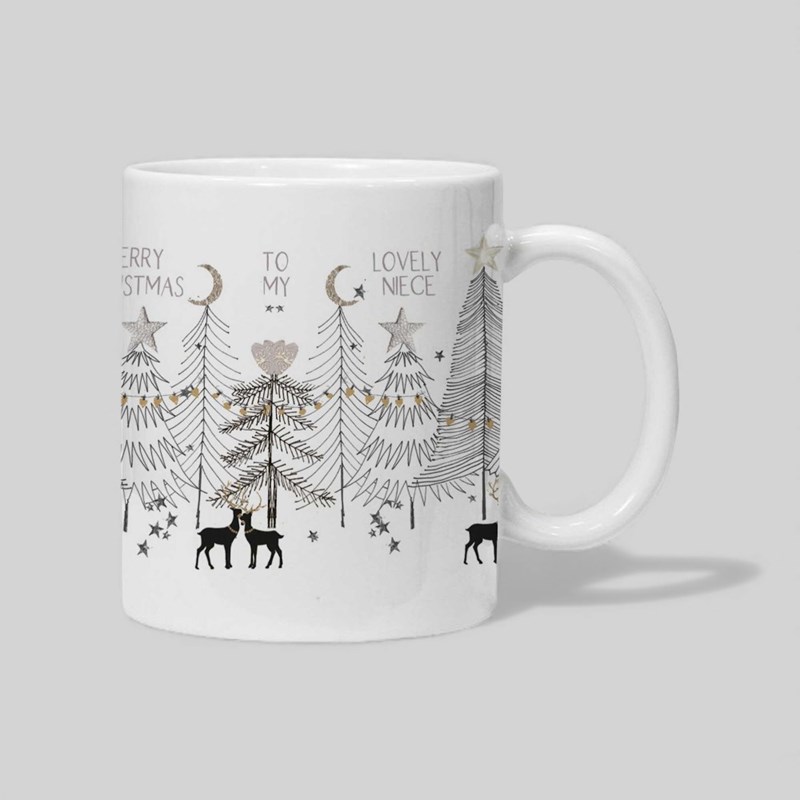 An image of Personalised Christmas Mug - Christmas Forest With Reindeer