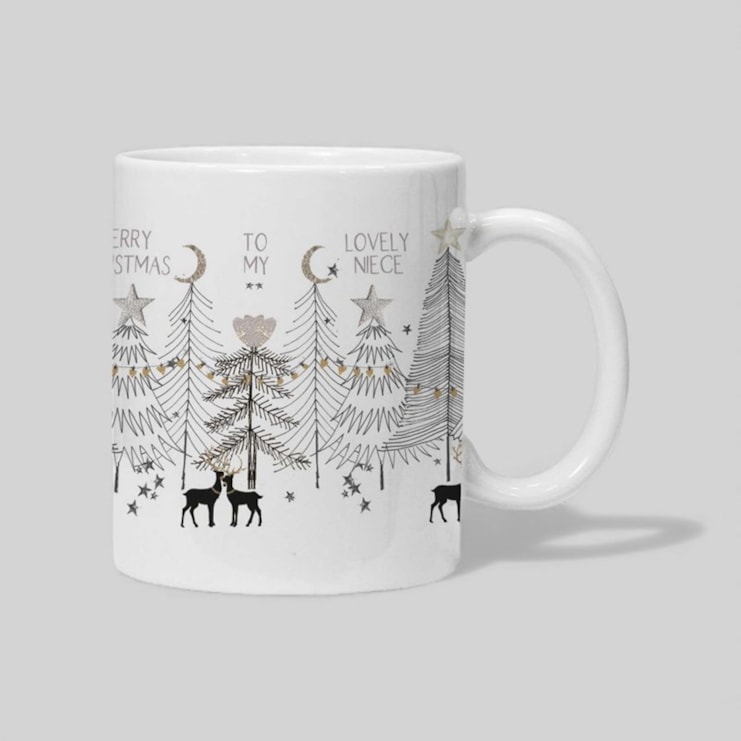 Personalised Christmas Mug - Christmas Forest With Reindeer Personalised Christmas Mug - Christmas Forest With Reindeer