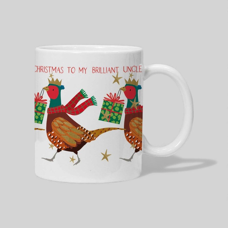 An image of Personalised Christmas Mug - Pheasant With A Present