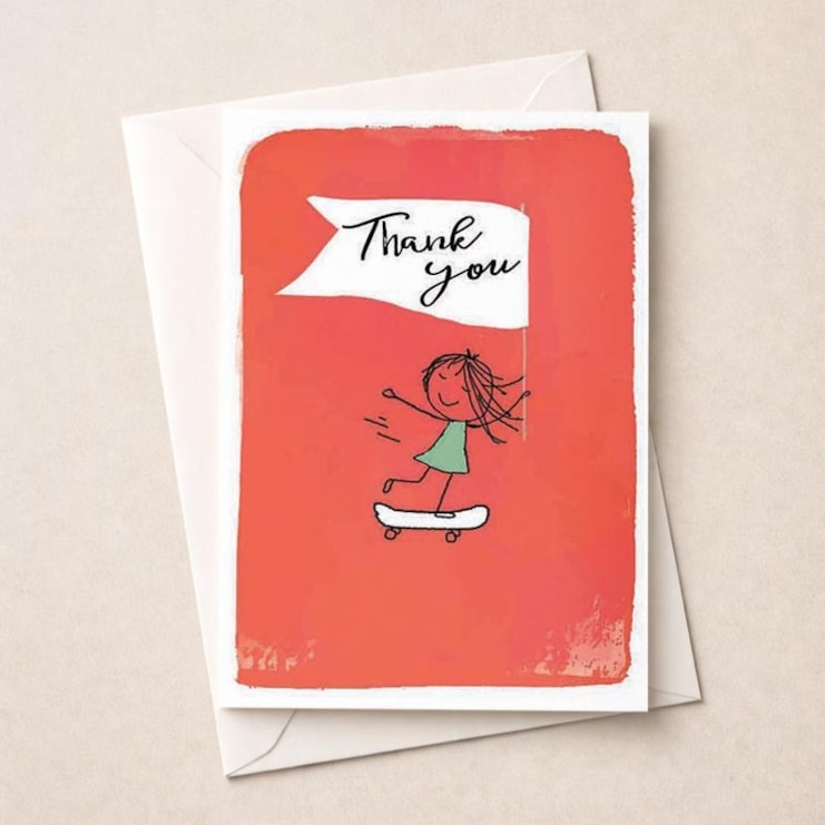 Thank You Card - Lady On Skateboard Thank You Card - Lady On Skateboard