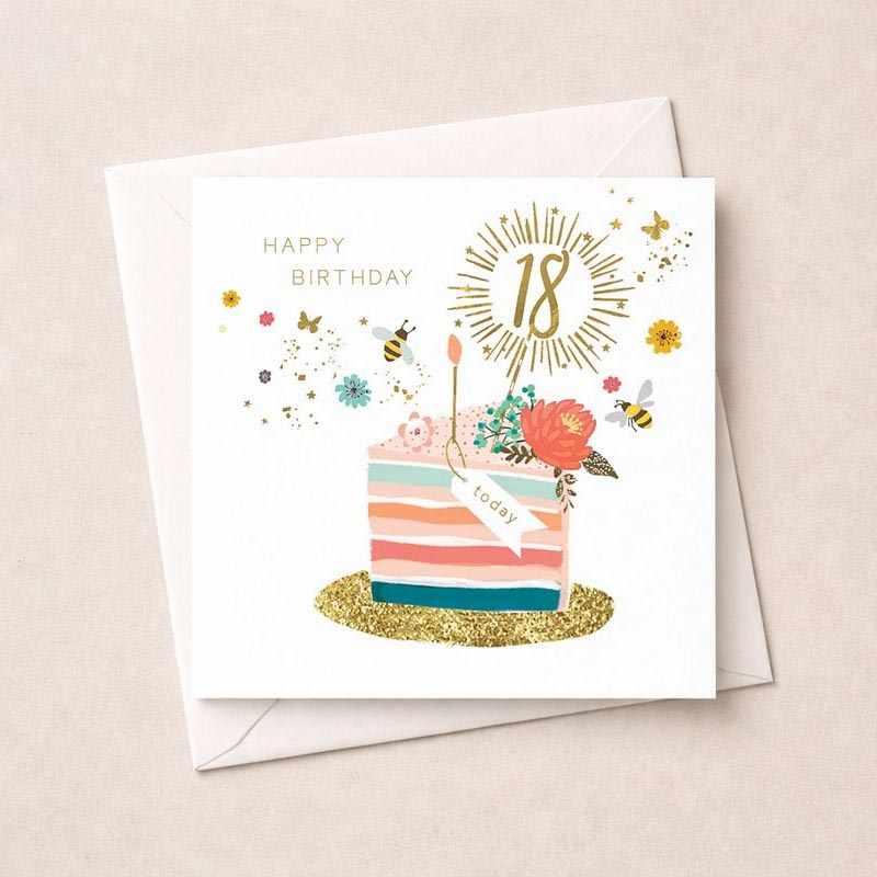 An image of Age 18 Birthday Card - Slice Of Cake