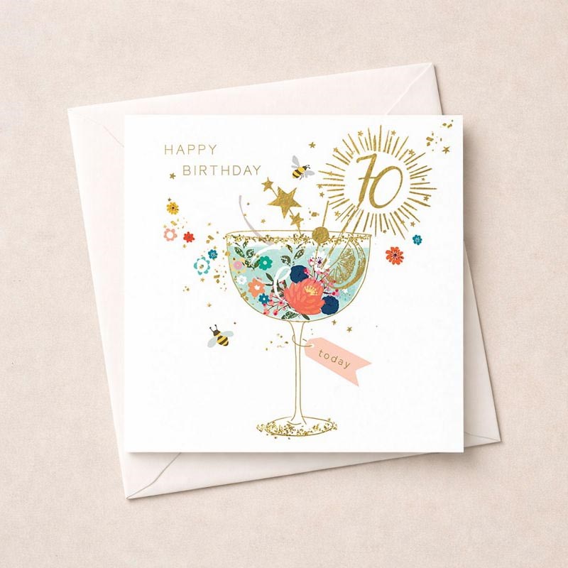An image of Age 70 Birthday Card - Cocktail